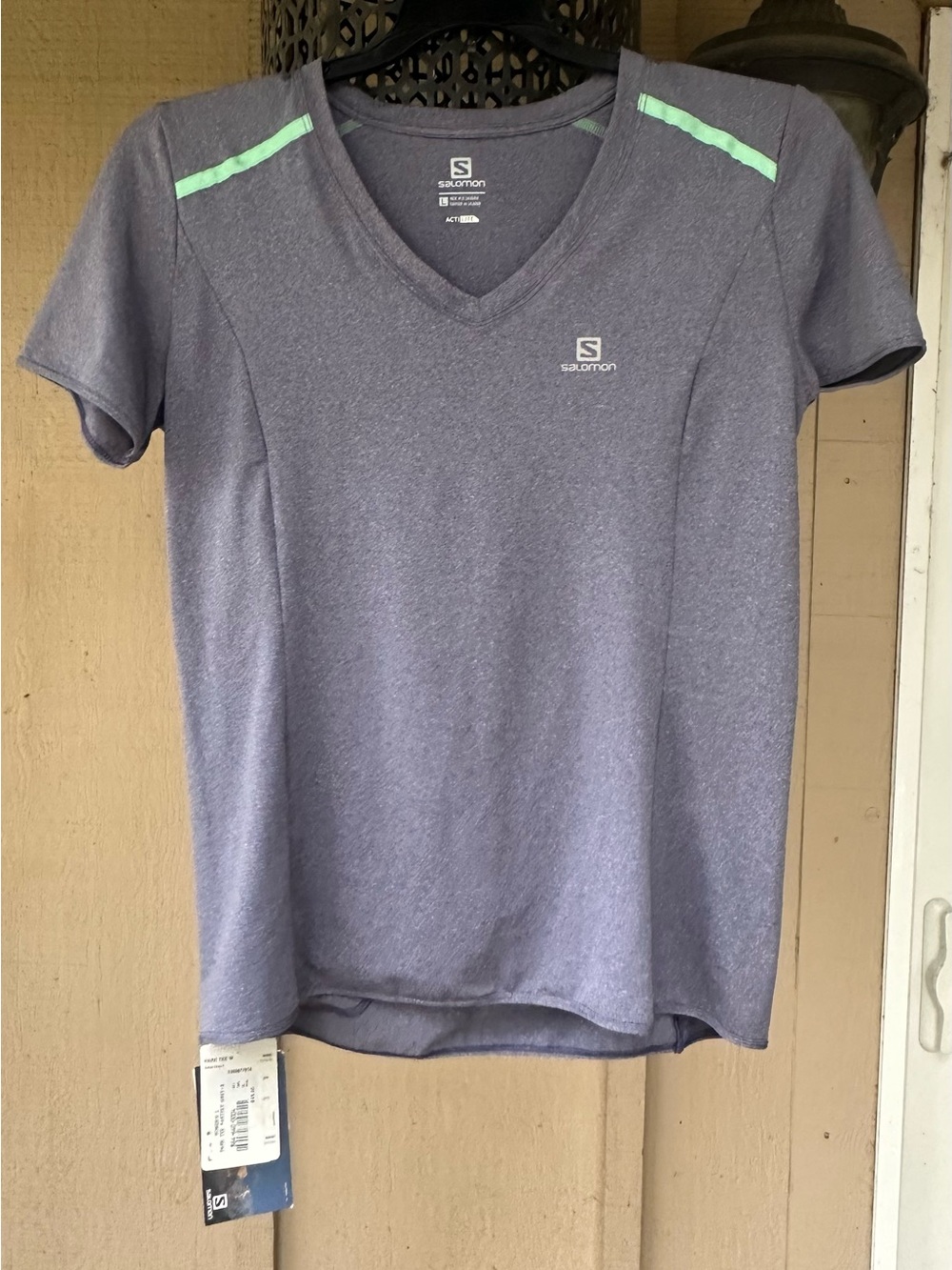 Salomon Park Tee V-Neck Running Shirt - Heather blue